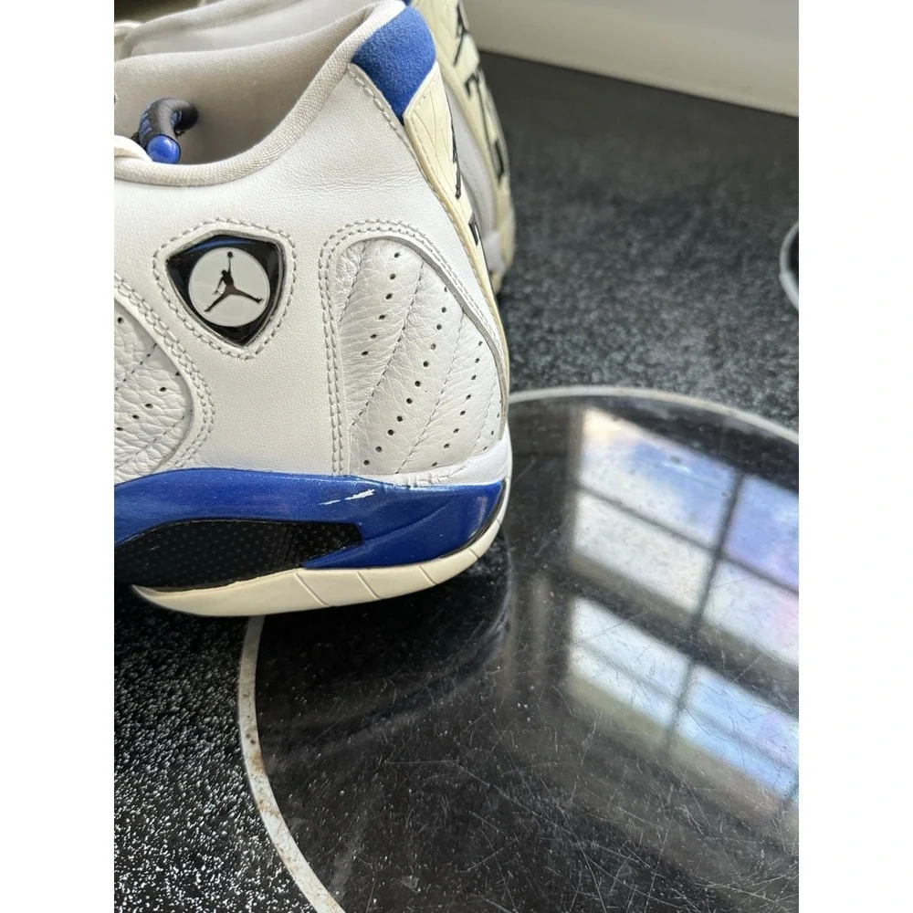 Nike Air Jordan 14 White‎ Hyper Royal Blue size 9 487471-104 OG XIV Retro Shoes